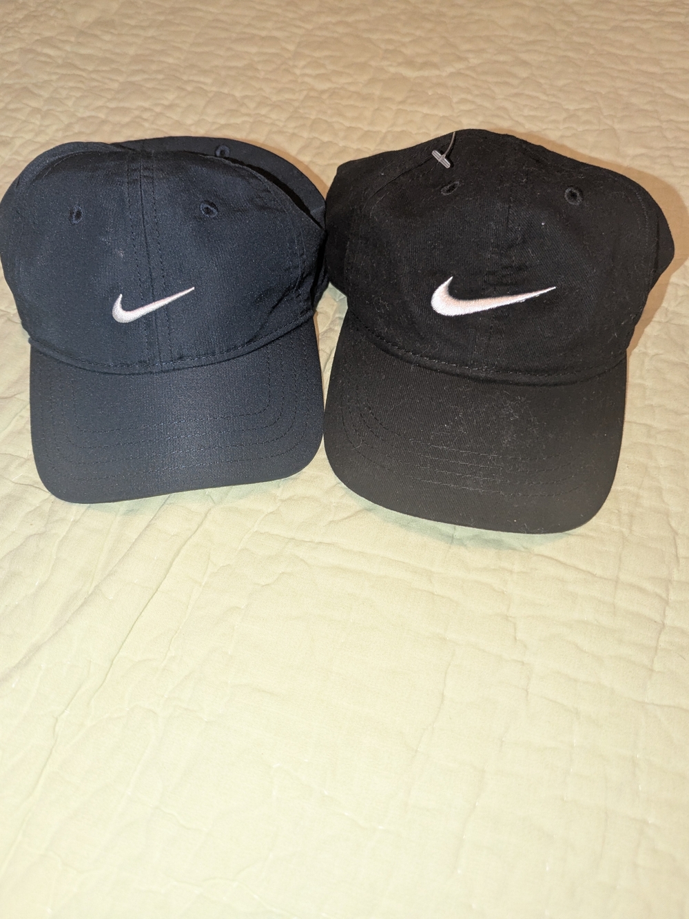 Nike Black Kids' Baseball Caps with White Swoosh - Pair